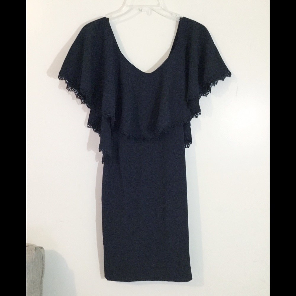 Dress The Population Delilah Crepe Ruffle Dress LBD